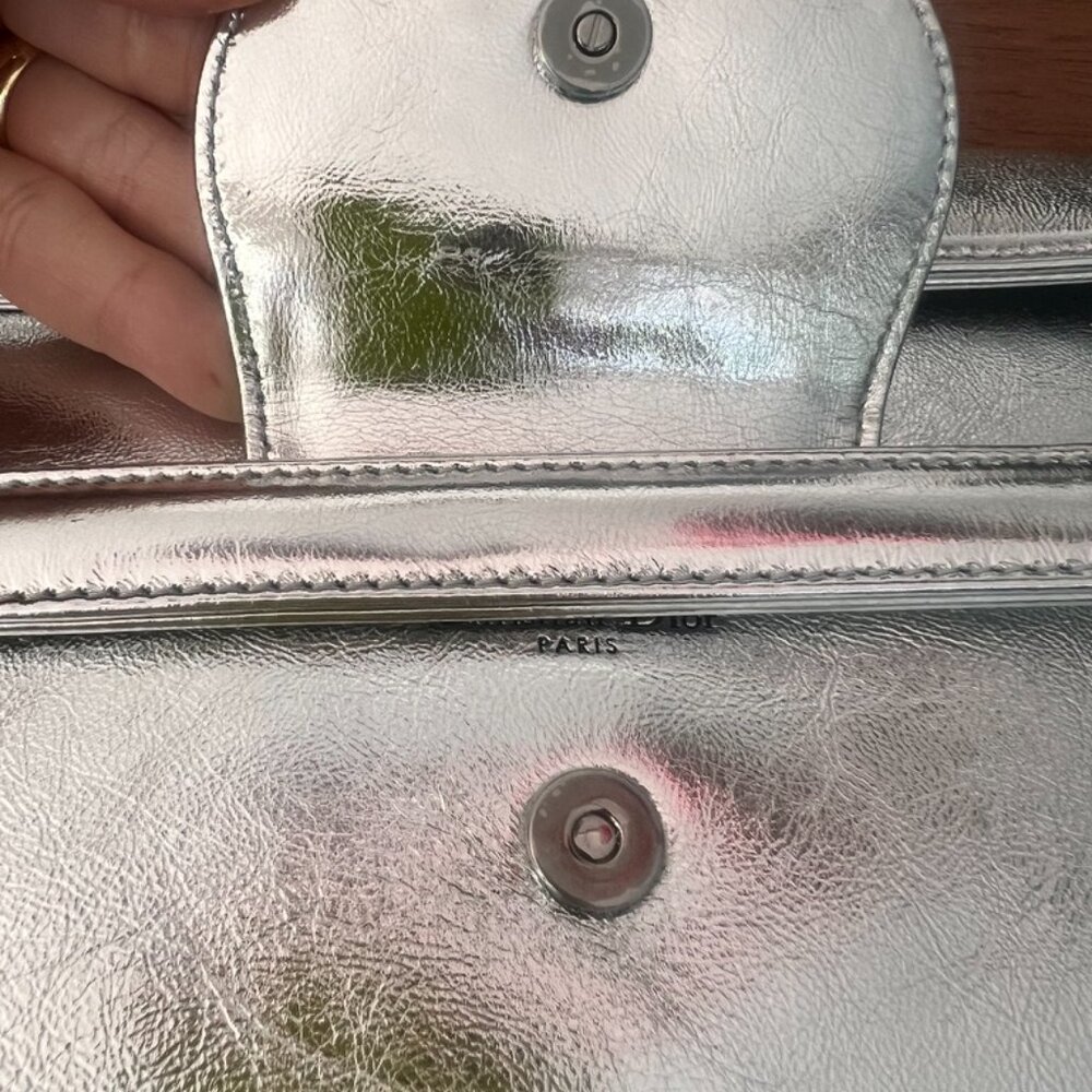 Christian Dior Silver Leather Clutch and Shoulder Bag Silvery - Picture 6 of 12
